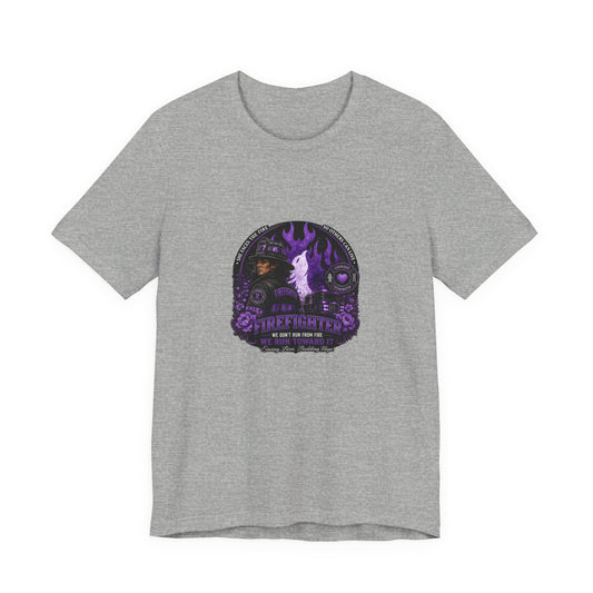 Women’s Firefighter Shirt – We Run Toward It | Purple Courage Fire & Rescue Graphic Tee