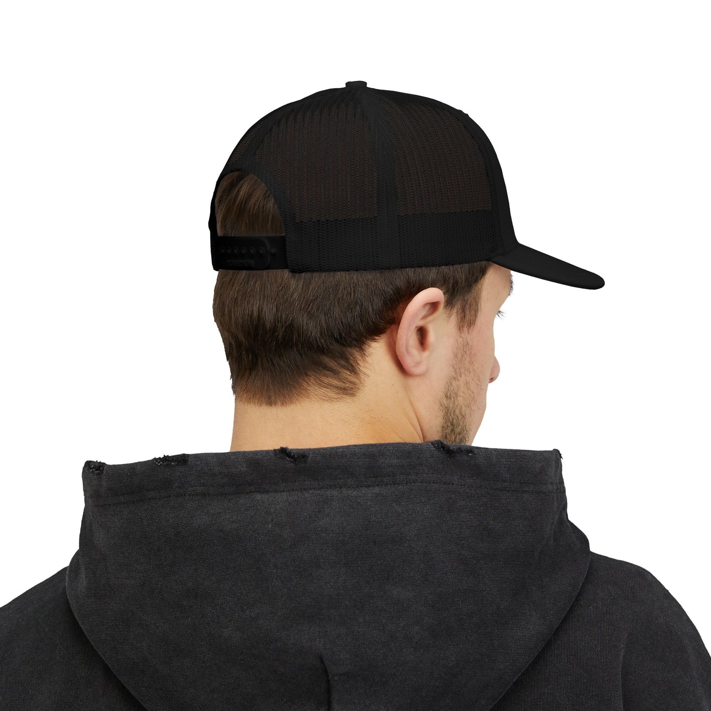 Orthodox Cross Black Mesh Snapback Hat – Gold Embroidered Cross