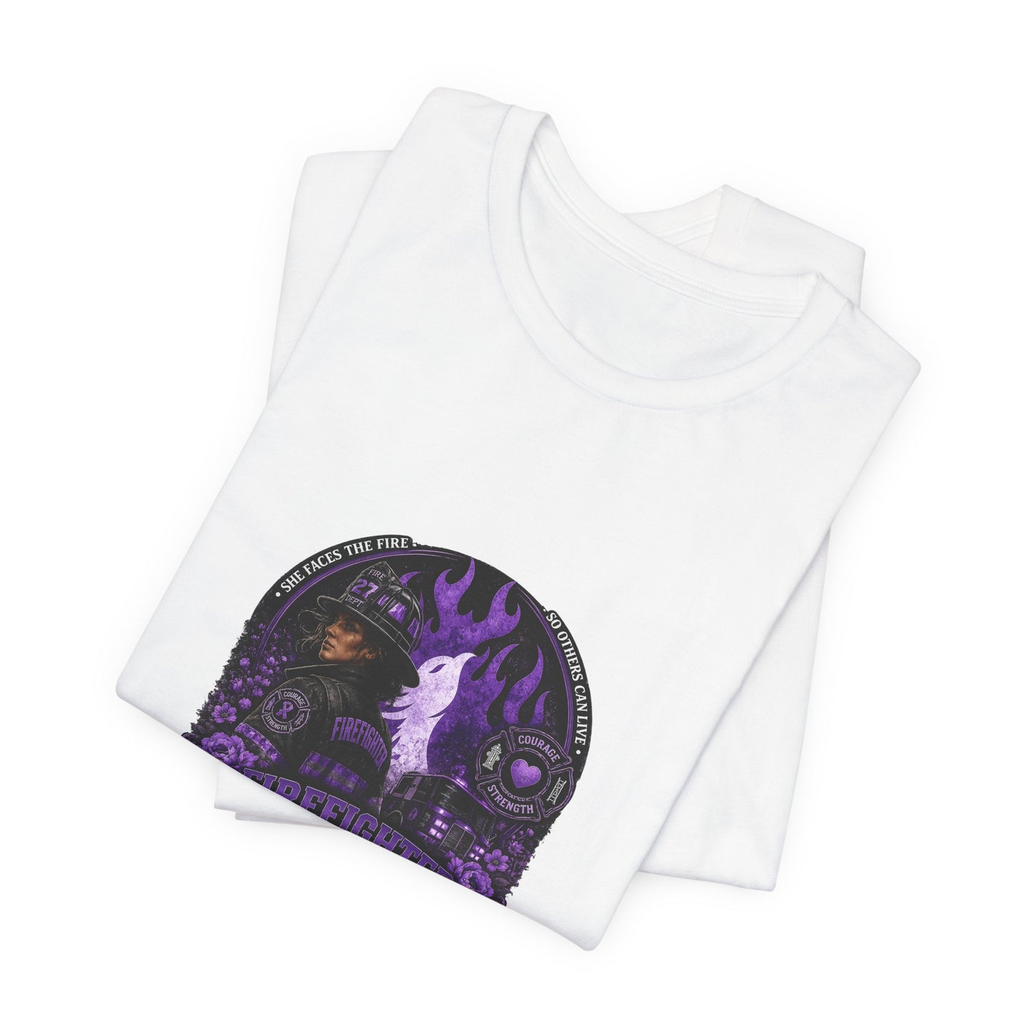 Women’s Firefighter Shirt – We Run Toward It | Purple Courage Fire & Rescue Graphic Tee