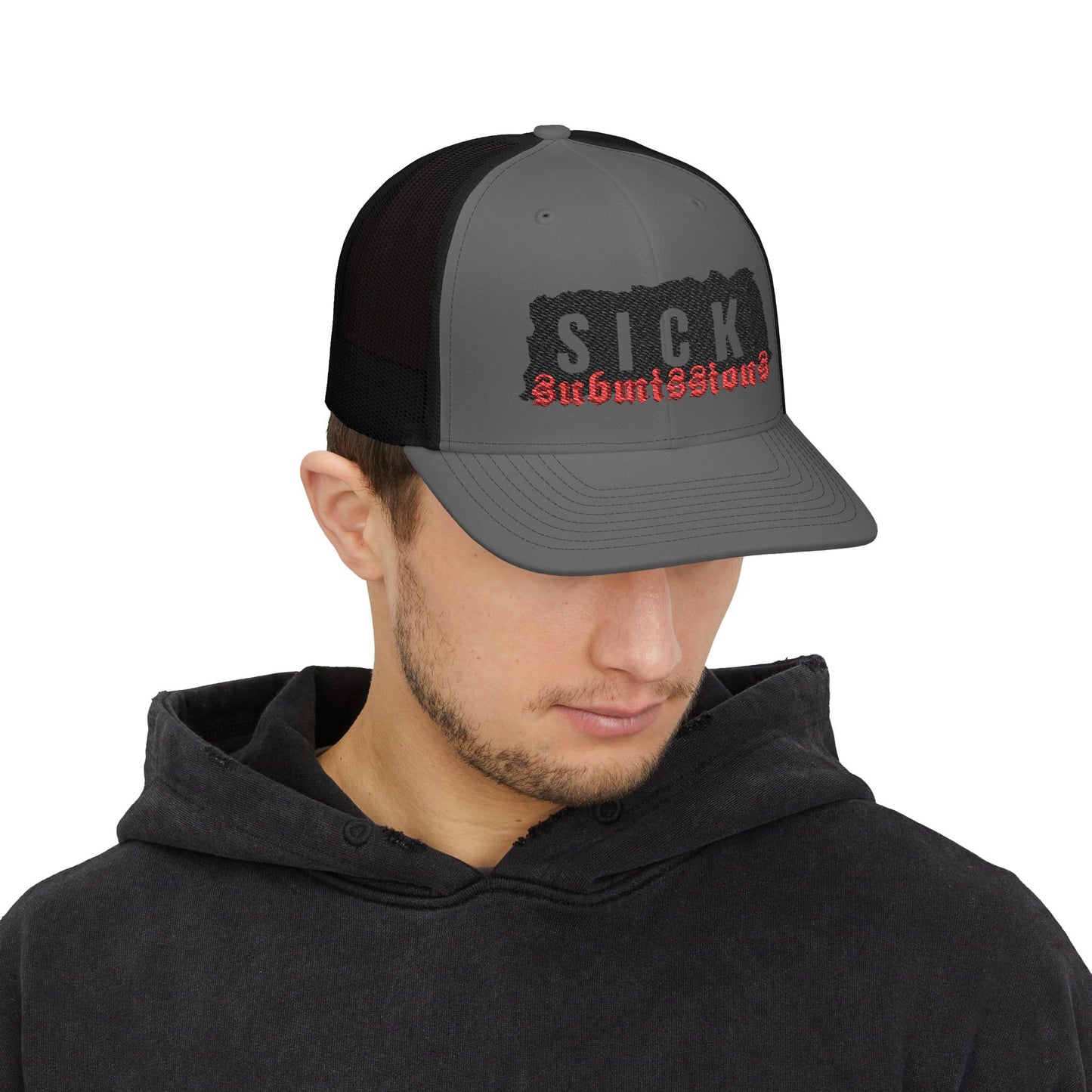 Sick Submissions Trucker Hat-Gray/Black SnapBack