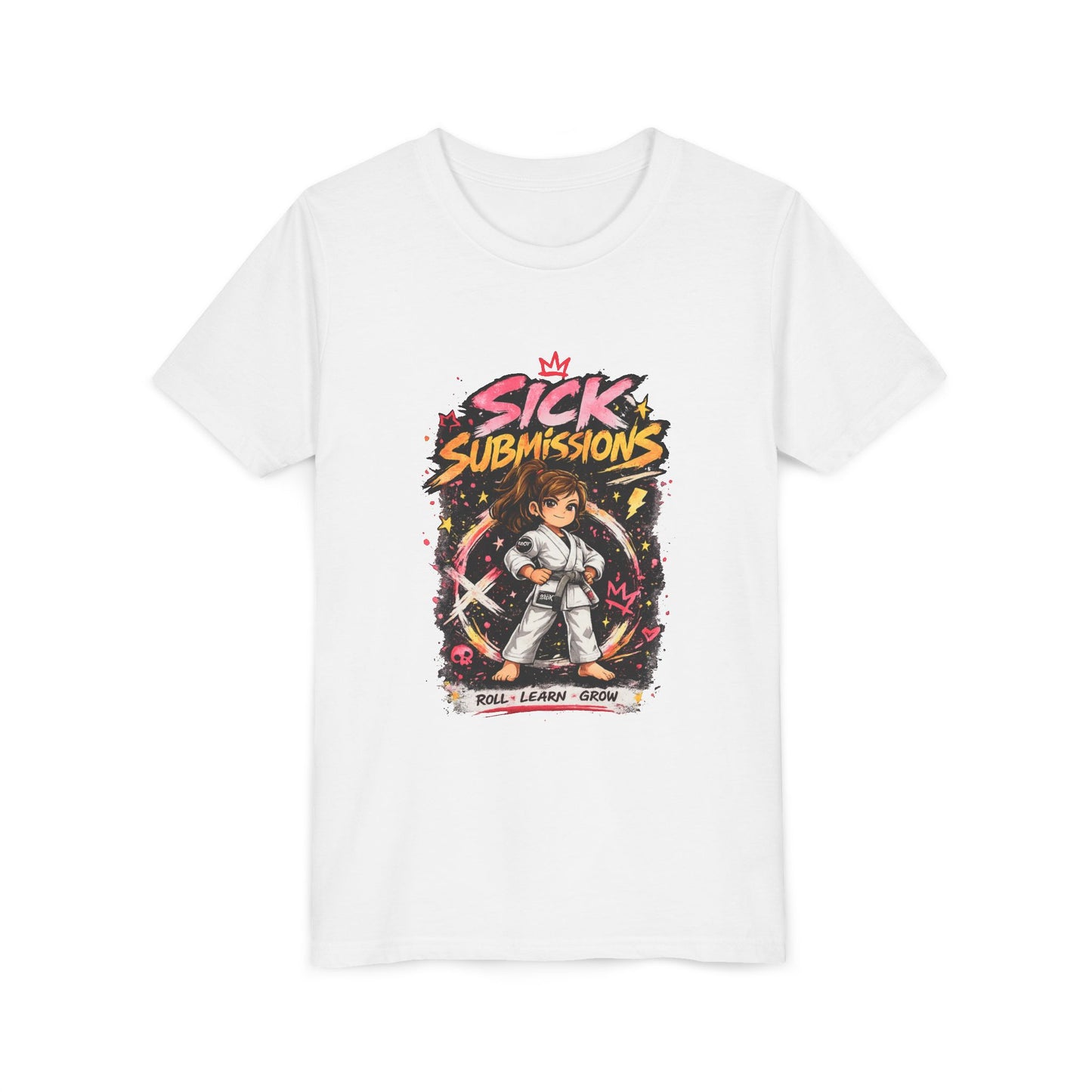 Sick Submissions Youth Girls White Graphic Tee – Soft Kids T-Shirt
