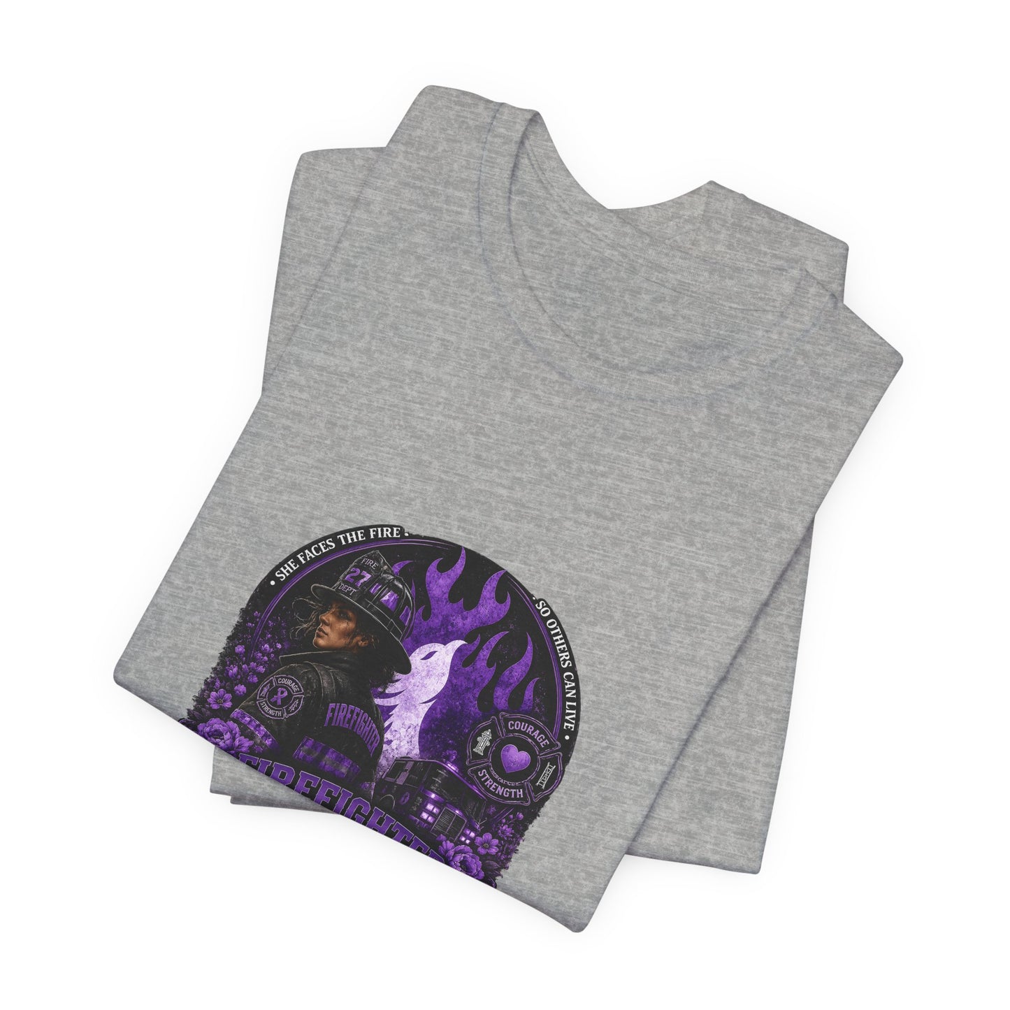 Women’s Firefighter Shirt – We Run Toward It | Purple Courage Fire & Rescue Graphic Tee