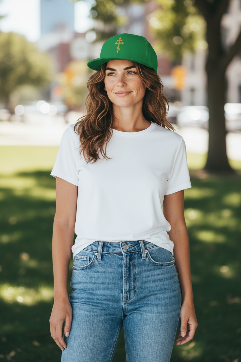 Cross Snapback Trucker Hat. (Embroidery)