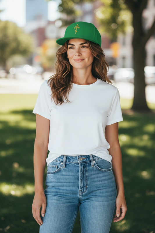 Cross Snapback Trucker Hat. (Embroidery)