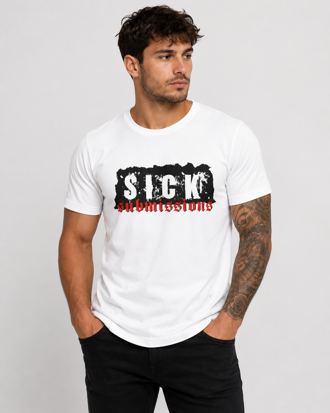 Sick Submissions “Choke’Em Out” White Tee