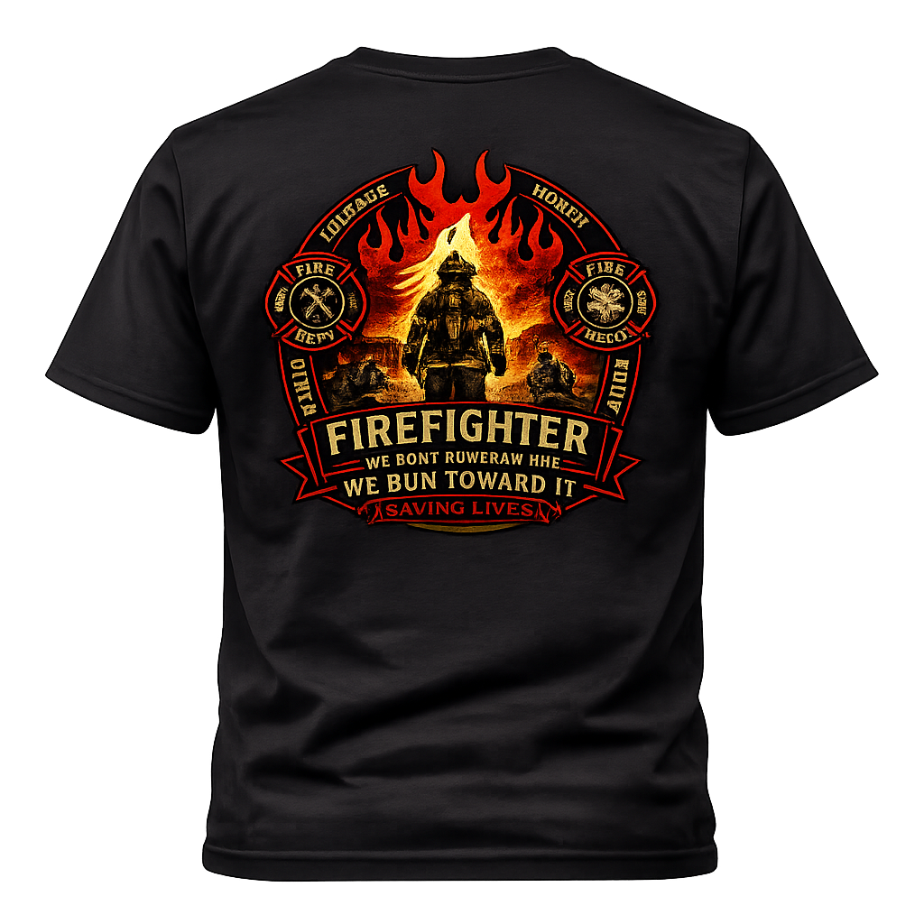 Firefighter – We Run Toward the Fire | Courage Strength Honor Fire Rescue T-Shirt